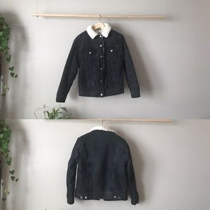 Topshop Denim Faux Shearling Lined Coat